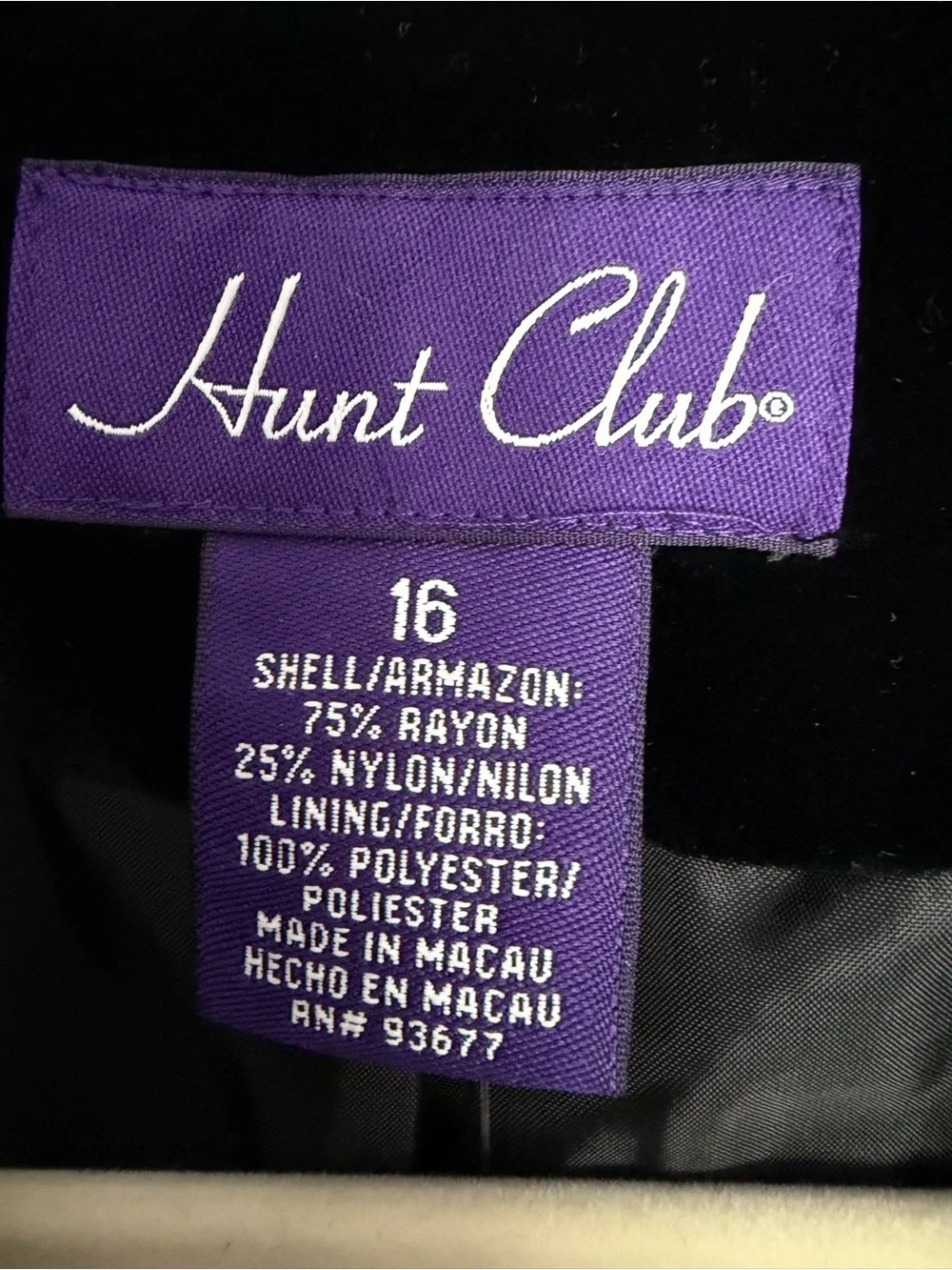 Vtg Hunt Club 80s Velvet Blazer Jacket Size 16 Double Breasted Black Whimsygoth